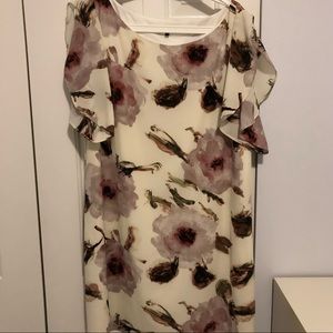 Pink Floral Ruffle Sleeved Dress